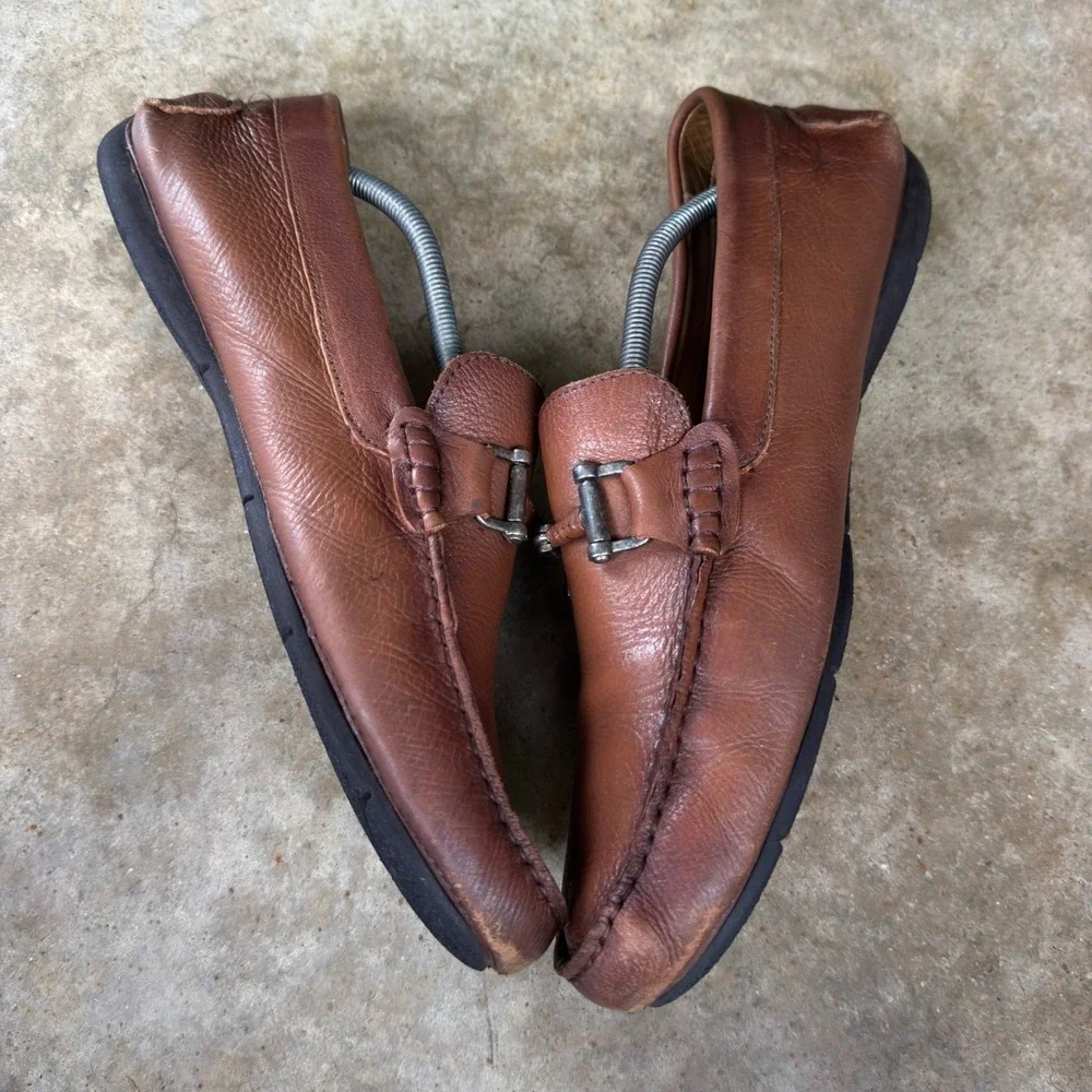 Vintage 90s Cole Haan Loafers Bit Driving Shoes Brown 12M AC-3312